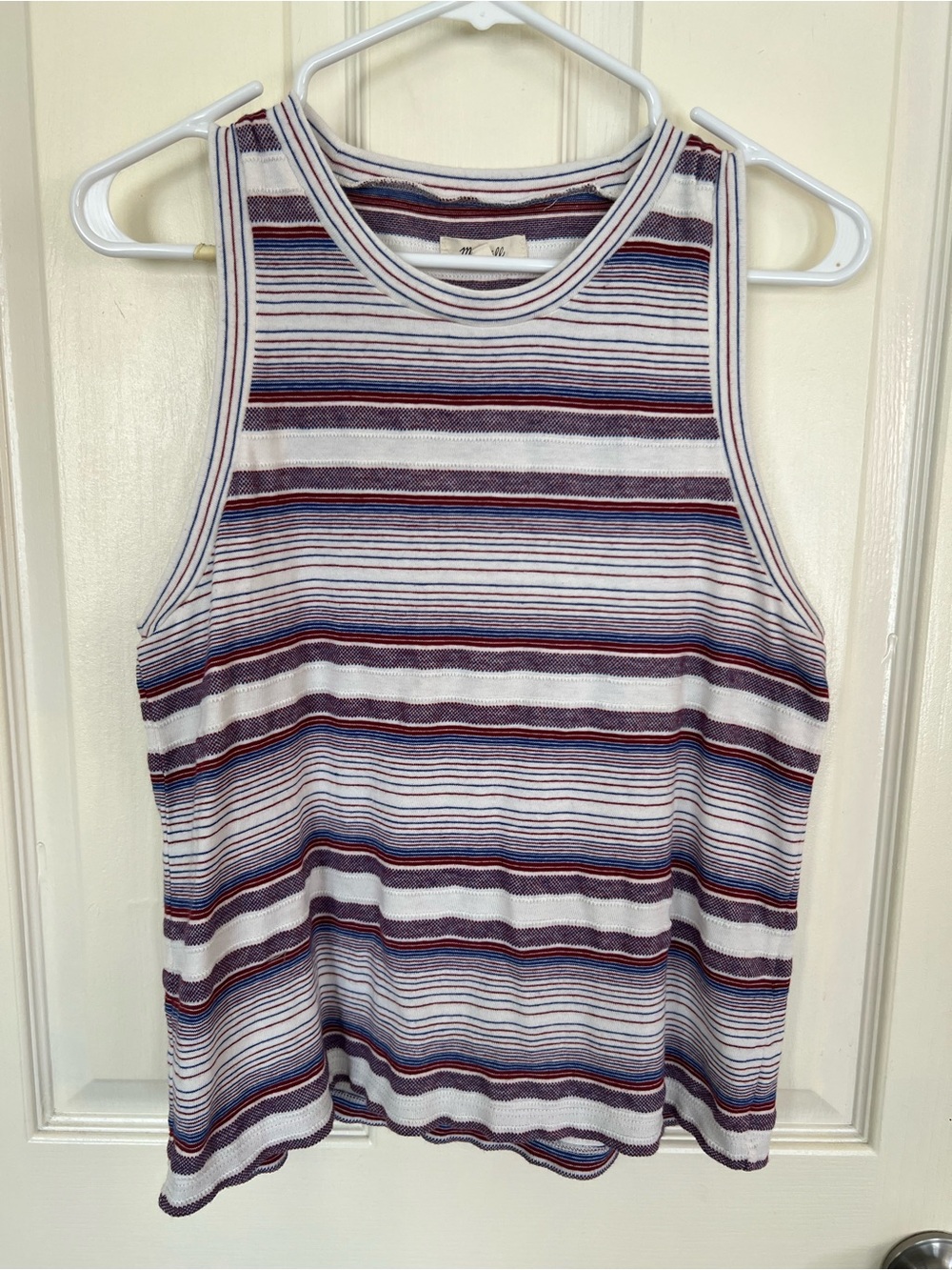 Madewell Striped High Neck Tank Top Red Blue Women’s L